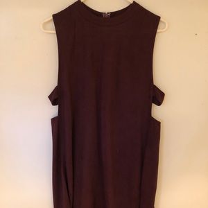 Faux suede midi dress